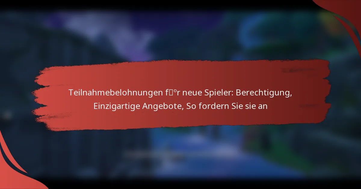 Teilnahmebelohnungen für neue Spieler: Berechtigung, Einzigartige Angebote, So fordern Sie sie an